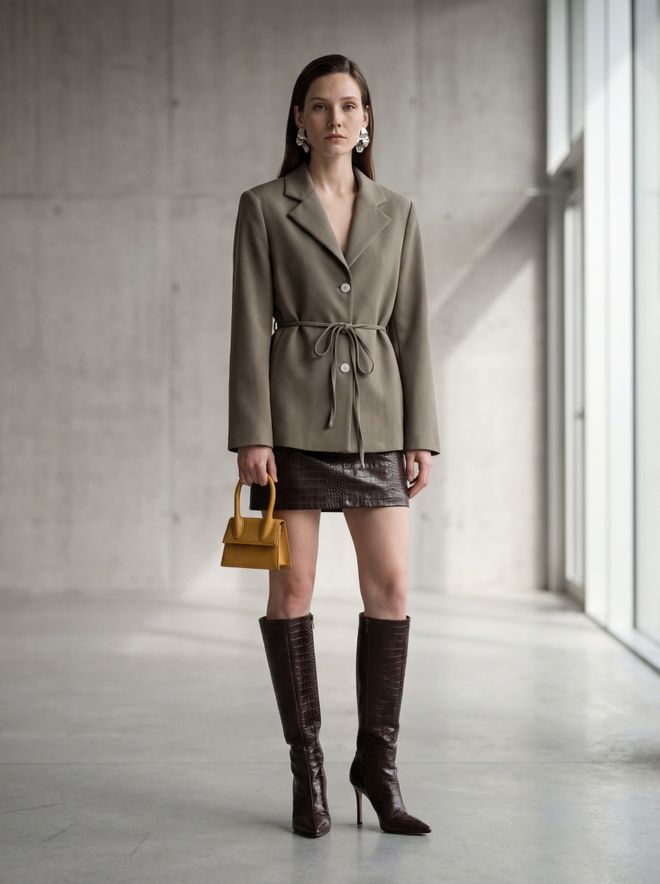 My Fashion Beige Elegant Single Breasted Blazer Jacket Wholesale Clothing Dating