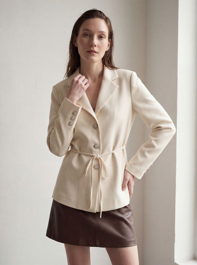 My Fashion Chaqueta Beige Elegante De Un Solo Pecho Ropa al por mayor Casual