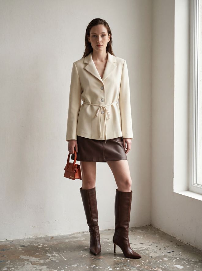 My Fashion Beige Elegant Single Breasted Blazer Jacket Wholesale Clothing Spring