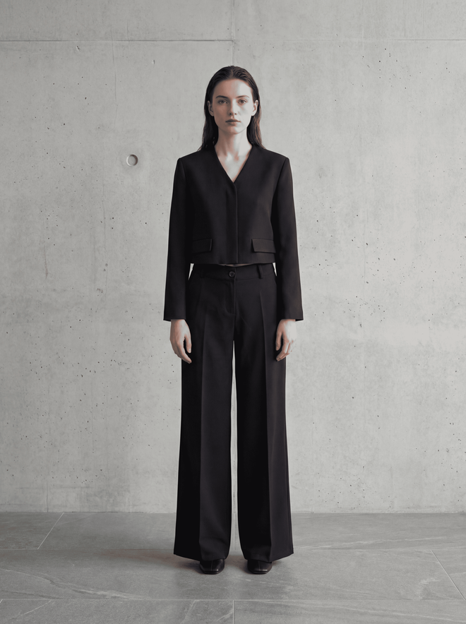 My Fashion Black Single Breasted Blazer Jacket Wholesale Clothing Cotton