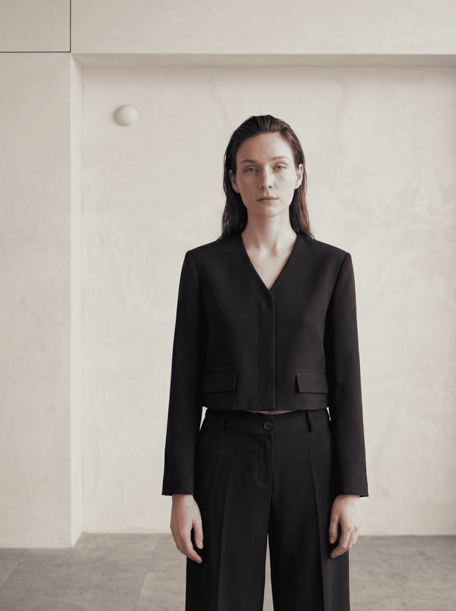 My Fashion Negro Single Breasted Blazer Chaqueta Ropa al por mayor Casual