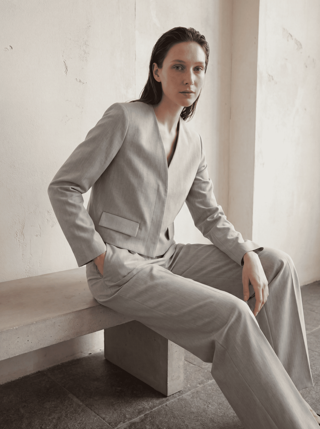 My Fashion Grey Single Breasted Blazer Jacket Wholesale Clothing Spring