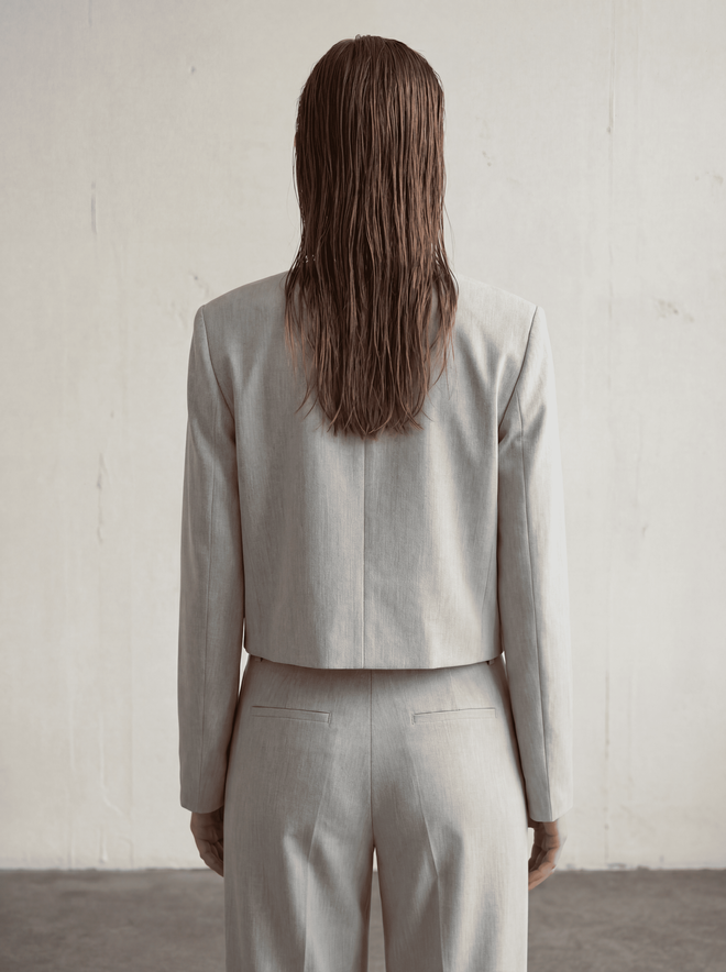 My Fashion Grey Single Breasted Blazer Jacket Wholesale Clothing Elegant