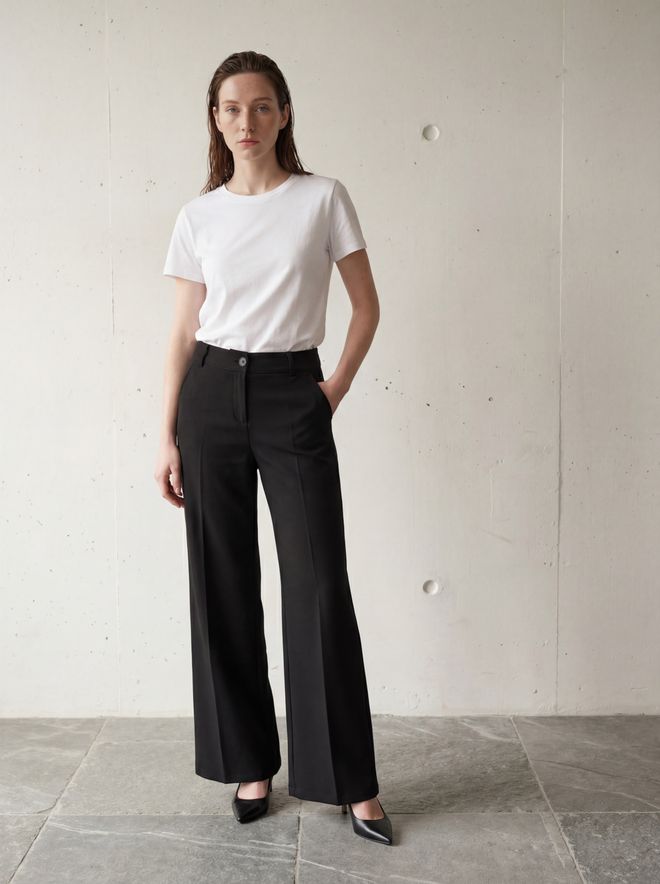 My Fashion Schwarze Elegante Formale Palazzo Hose Großhandelskleidung Formal