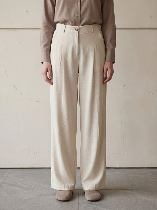 My Fashion Elegante Beige Palazzo Hose Großhandelskleidung Lässig