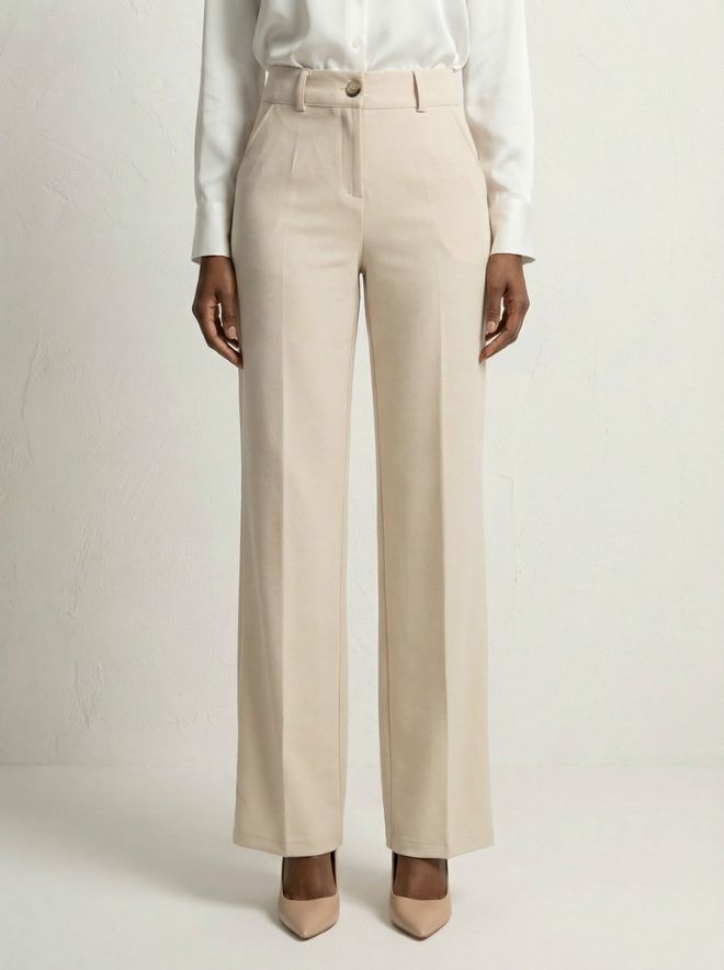 My Fashion Бежевые Формальные Штаны Буткат С Широкой Штаниной Оптовая продажа одежды Повседневный