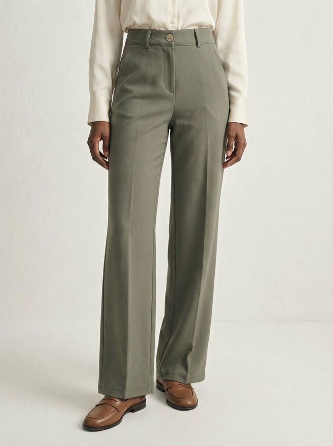 My Fashion Zelené Formálne Elegantné Dlhé Nohavice Palazzo So Stredným Pásom Veľkoobchod s oblečením Neformálny