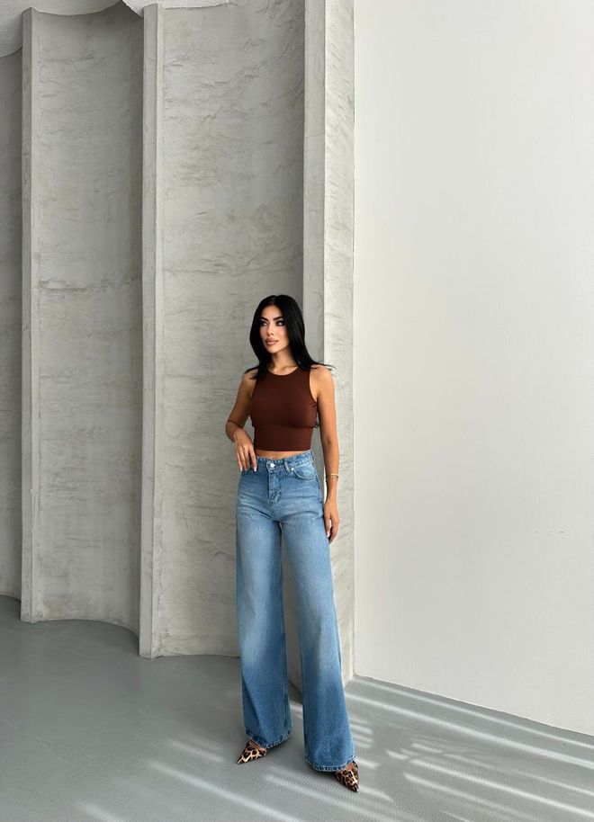 My Jest Fashion Μπλε Mom Τζιν Με Φαρδιά Μπατζάκια Και Ψηλόμεσο Χονδρικό εμπόριο ενδυμάτων Casual
