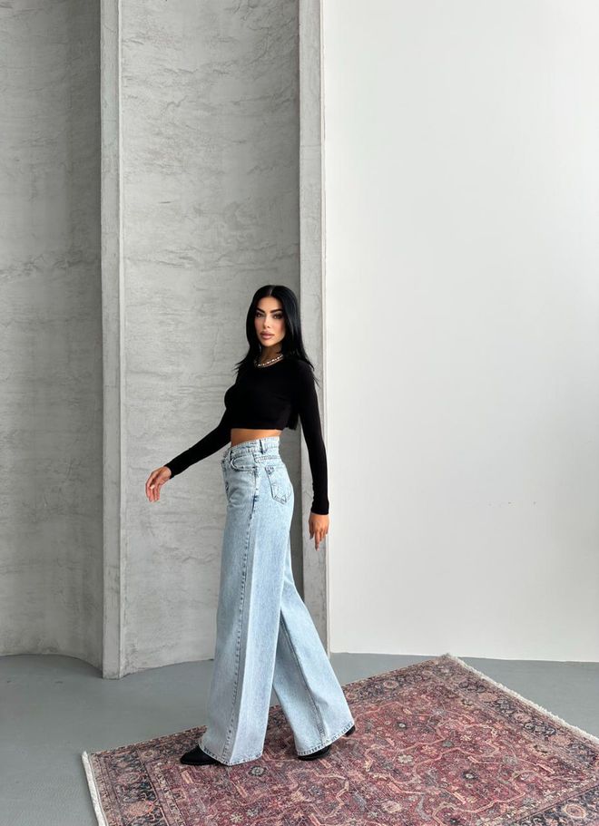 My Jest Fashion Blue Jeans Wide Leg High Waist Palazzo Casual Wholesale Clothing 1