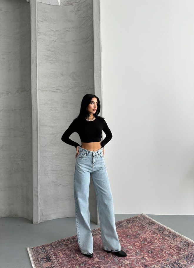 My Jest Fashion Blue Jeans Wide Leg High Waist Palazzo Casual Wholesale Clothing Lounge