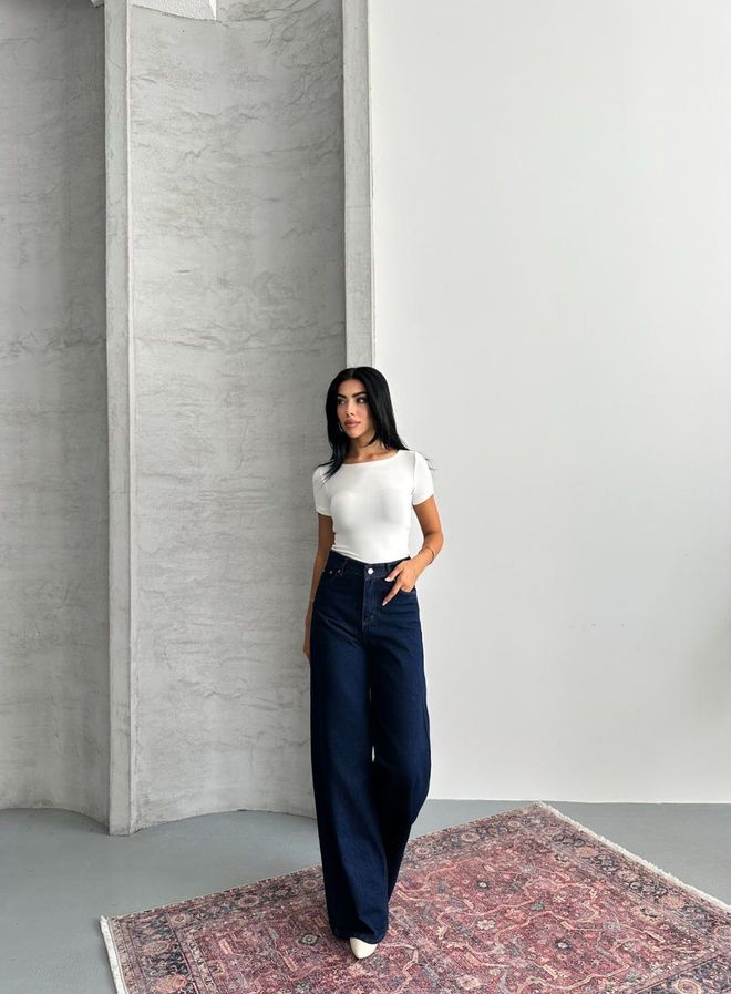 My Jest Fashion Blue Mom Jeans High Waist Wide Leg Buttoned Wholesale Clothing Fall