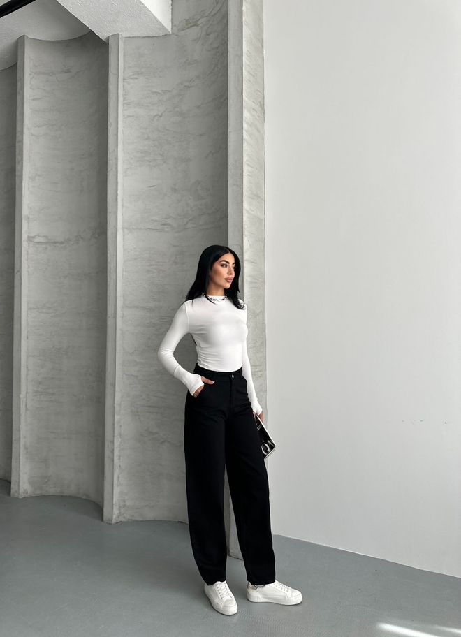 My Jest Fashion Jean Mom Noir Taille Haute Jambe Droite Boutonné Vêtements en gros Décontracté
