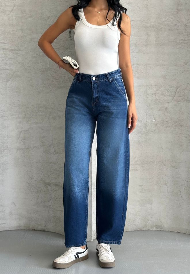 My Jest Fashion Μπλε Mom Τζιν Ψηλόμεσο Με Ισια Πόδια Χονδρικό εμπόριο ενδυμάτων Casual