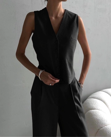 A wholesale clothing model wears  Vest Palazzo Suit
, Turkish wholesale Suit of My Jest Fashion
