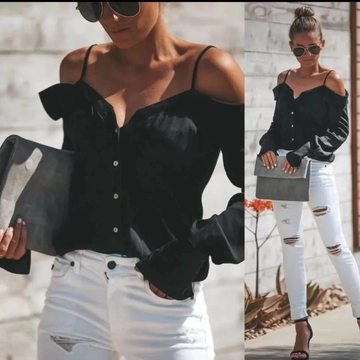 Ein Bekleidungsmodell aus dem Großhandel trägt  Hemd Mit Niedrigen Schulterträgern
, türkischer Großhandel Hemd von My Jest Fashion