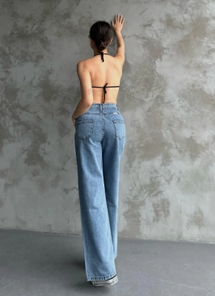 A wholesale clothing model wears mjf10339-palazzo-jeans, Turkish wholesale Jeans of My Jest Fashion