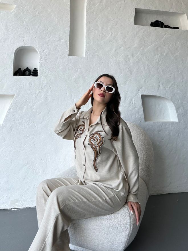 My Jest Fashion Dvodijelni Set Bež Veleprodaja odjeće Formalni