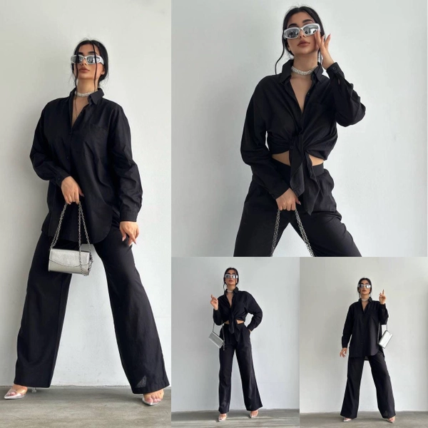 A model wears MJF10089 - 2 Liter Linen Suit, wholesale Suit of My Jest Fashion to display at Lonca