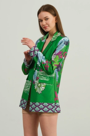 A model wears OFO10037 - Jacket-green, wholesale Jacket of Offo to display at Lonca