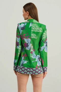 A wholesale clothing model wears OFO10037 - Jacket-green, Turkish wholesale Jacket of Offo