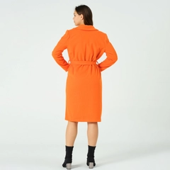A wholesale clothing model wears OFO10124 - Coat-orange, Turkish wholesale Coat of Offo