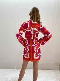 Ένα μοντέλο χονδρικής πώλησης ρούχων φοράει OFO10192 - Dress-fuchsia, τούρκικο Φόρεμα χονδρικής πώλησης από Offo