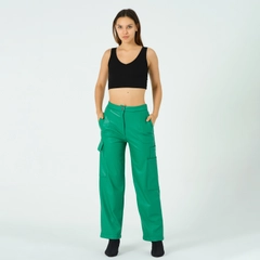 A wholesale clothing model wears ofo10430-1326-leather-trousers, Turkish wholesale Pants of Offo