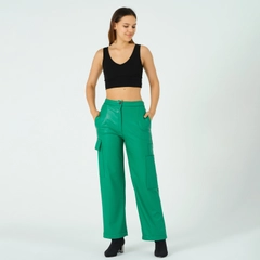 A wholesale clothing model wears ofo10430-1326-leather-trousers, Turkish wholesale Pants of Offo