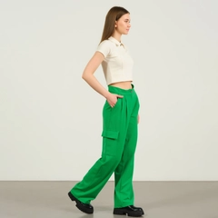 A wholesale clothing model wears ofo10439-gabardine-cargo-pocket-trousers, Turkish wholesale Pants of Offo
