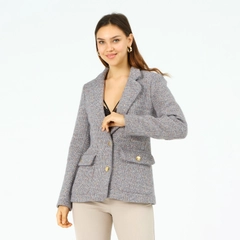 Una modella di abbigliamento all'ingrosso indossa 40756 - COAT-GRAY, vendita all'ingrosso turca di Cappotto di Offo