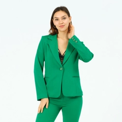 A wholesale clothing model wears 40782 - JACKET-GREEN, Turkish wholesale Jacket of Offo
