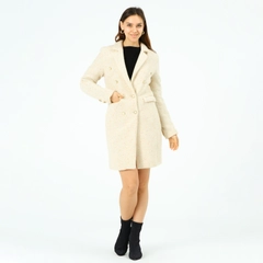 A wholesale clothing model wears 40820 - Coat - Mink, Turkish wholesale Coat of Offo