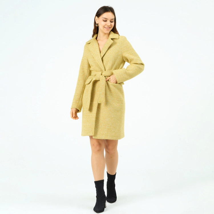 A model wears 41025 - Coat - Camel, wholesale Coat of Offo to display at Lonca