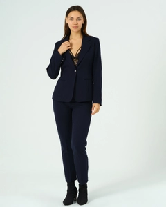 A wholesale clothing model wears 41080 - Jacket - Black, Turkish wholesale Jacket of Offo