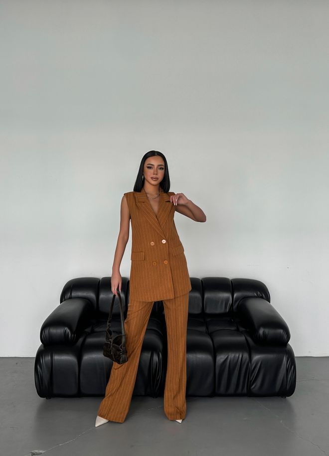 Ouz Fashion Ριγέ Γιλέκο Με Τέσσερα Κουμπιά Χονδρικό εμπόριο ενδυμάτων Casual