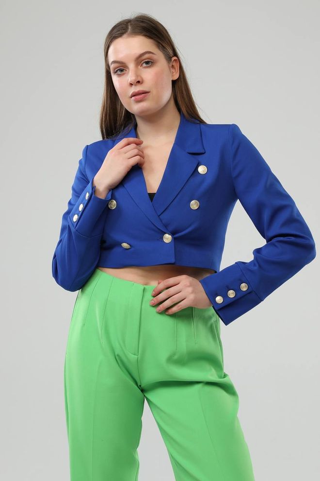 Ouz Fashion Μπουφάν Crop Με Κουμπιά Χονδρικό εμπόριο ενδυμάτων Κομψό