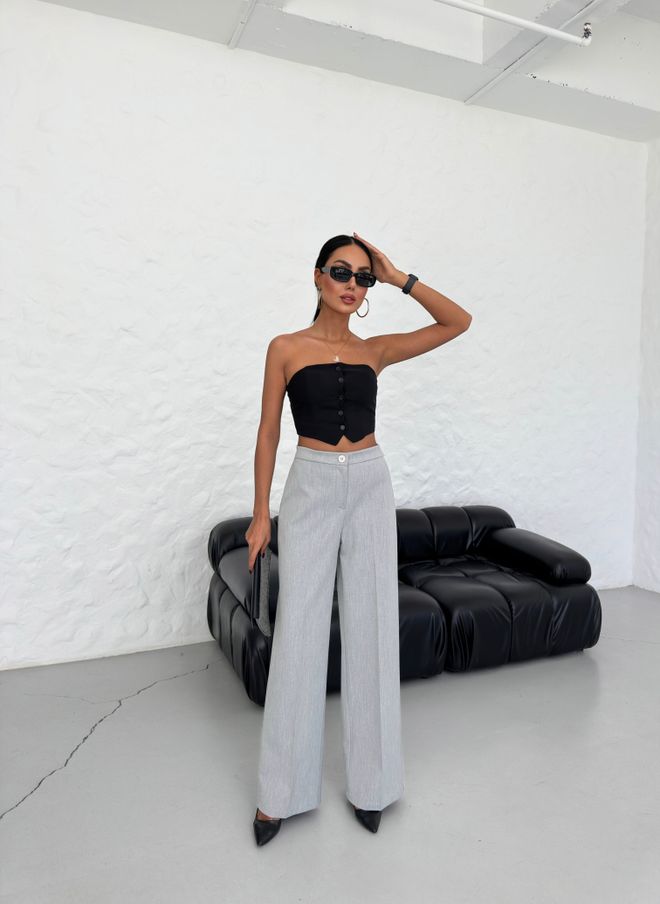Ouz Fashion 230 Gr Poli viskozės Lycra Metalinės Sagos Palazzo Kelnės Didmeninė prekyba drabužiais Išleistuvės