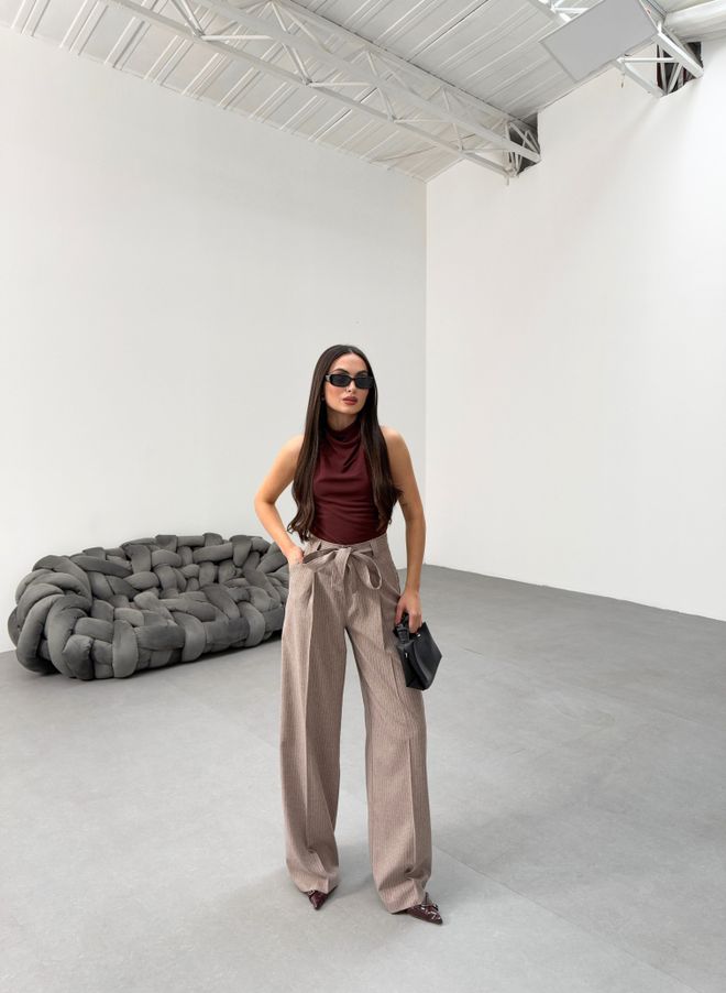 Ouz Fashion Palazzo broek Met Gestreepte Tailleriem Van Sante Groothandel Kleding Formeel