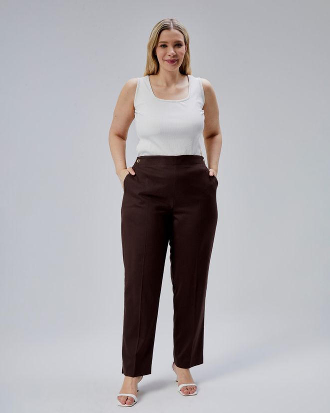 Ouz Fashion Pantalones Decorativos Con Botones En La Cintura Trasera Y Elásticos De Talla Grande Ropa al por mayor Casual