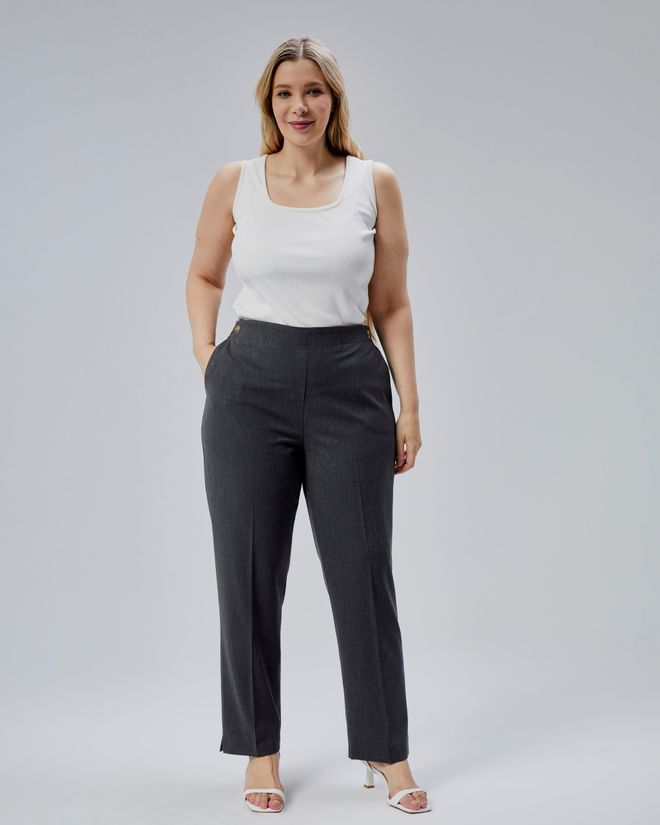 Ouz Fashion Pantalones Decorativos Con Botones En La Cintura Trasera Y Elásticos De Talla Grande Ropa al por mayor Casual