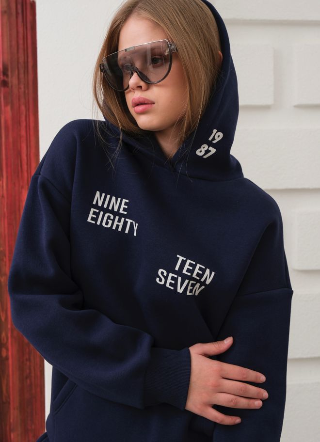 Ouz Fashion Navy Blue Tracksuit Oversized Fit With Hooded Neck Wholesale Clothing 1