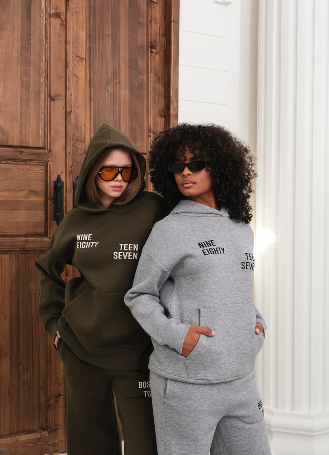 Ouz Fashion Grey Oversized Fit Hooded Neck Jogger Tracksuit Wholesale Clothing Casual