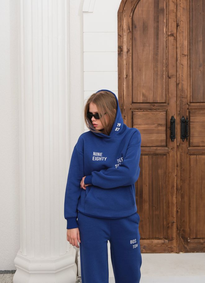 Ouz Fashion Blue Tracksuit Oversized Jogger With Hooded Neck Wholesale Clothing 1