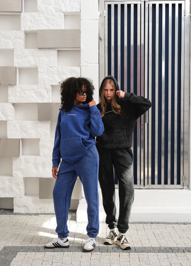 Ouz Fashion Blue Tracksuit With Kangaroo Pocket And Hooded Neck Wholesale Clothing Casual