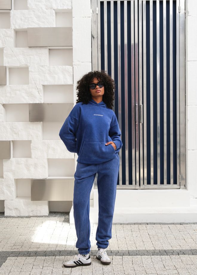 Ouz Fashion Αθλητική Φόρμα Μπλε Με Τσέπη Καγκουρό Και Λαιμόκοψη Με Κουκούλα Χονδρικό εμπόριο ενδυμάτων Casual