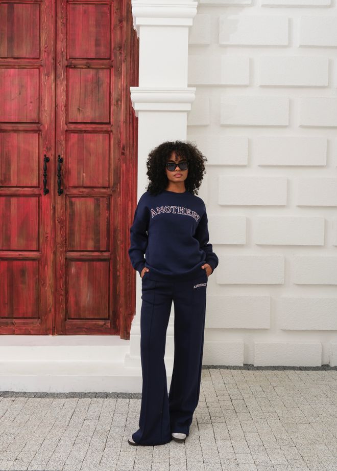Ouz Fashion Chándal Azul Marino Con Estampado De Letras Ropa al por mayor Casual