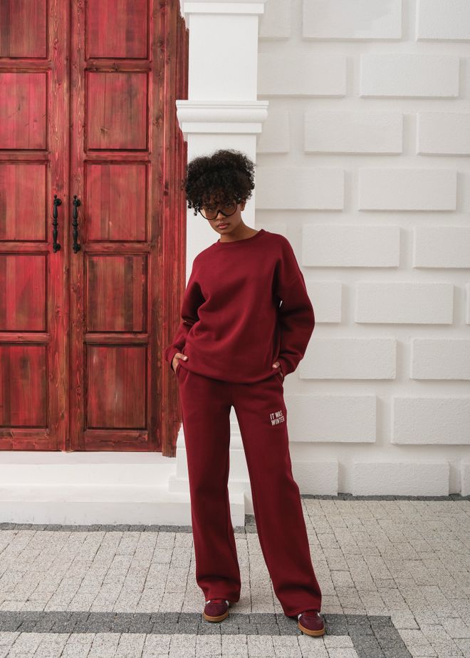 Ouz Fashion Tepláková Súprava Bordová Voľný Strih Joggery Veľkoobchod s oblečením Skromný