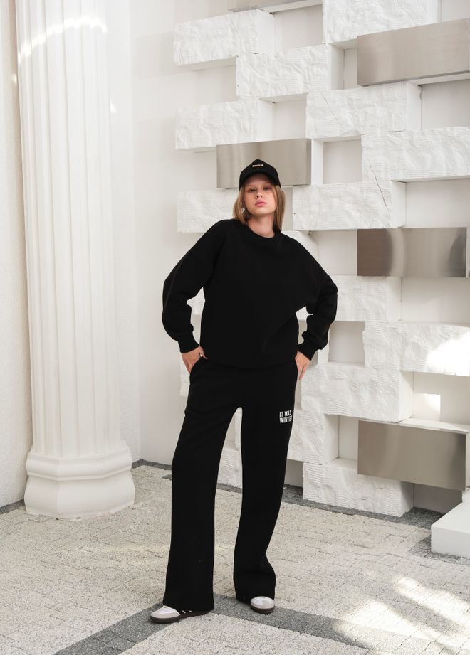Ouz Fashion Black Tracksuit Oversized Fit Jogger With Slant Pockets Wholesale Clothing Modest