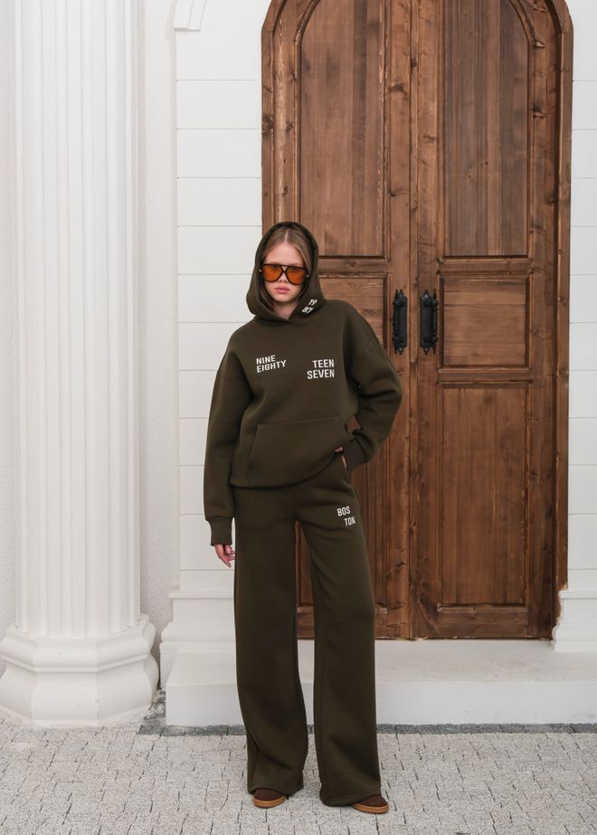 Ouz Fashion Green Oversized Fit Tracksuit With Kangaroo Pocket Wholesale Clothing 1