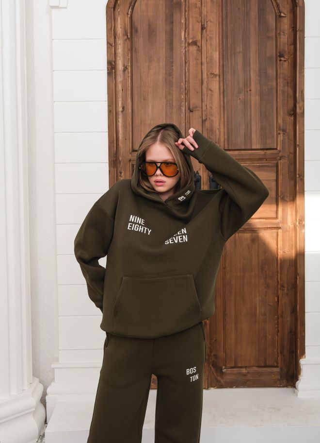 Ouz Fashion Chándal Verde Talla Grande Con Bolsillo Canguro Ropa al por mayor Casual